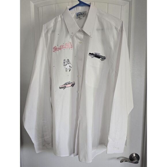 Las Olas Embroidered 50's Car Show Button Down Shirt Mens XL DAD FATHERS DAY - Picture 1 of 13